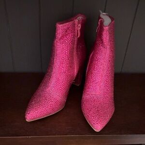 Forever Link Pink Sparkle Heeled Boots